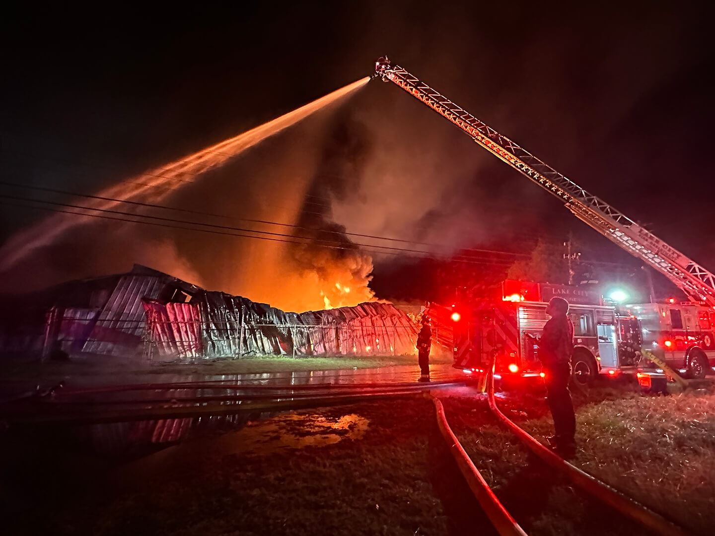 Lake City Fire Department at Ice Recycling Fire